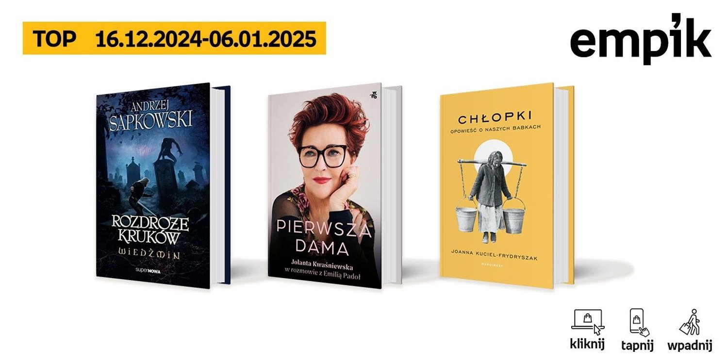 Książkowe listy bestsellerów w Empiku za okres od 16 grudnia do 6 stycznia