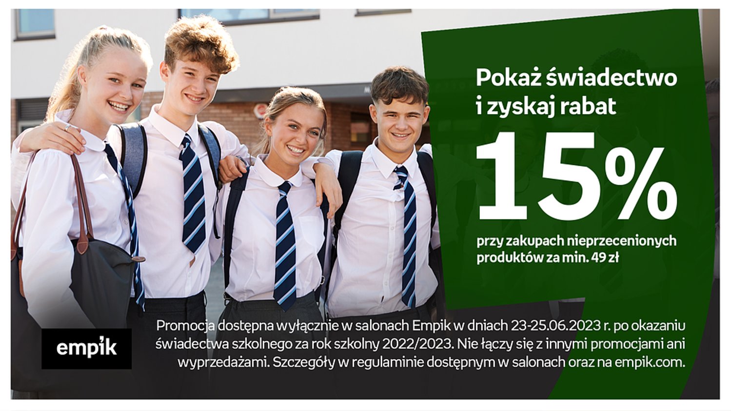 Empik daje rabat za świadectwo szkolne